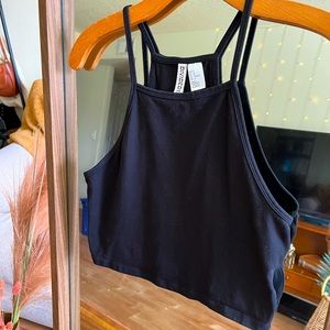 H&M Divided Black High Neck Tank Crop Top